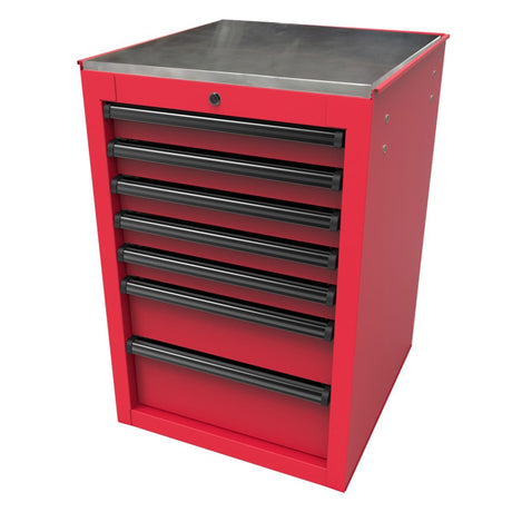 Homak RS Pro 22" 7-Drawer Side Cabinet — 24" Depth, Stainless Top, 100 lb Slides
