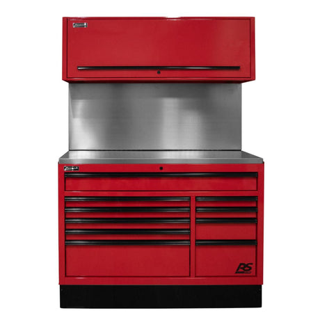Homak 54" CTS Centralized Tool Storage Set — 10-Drawer Roller Cabinet, Canopy & Solid Backsplash