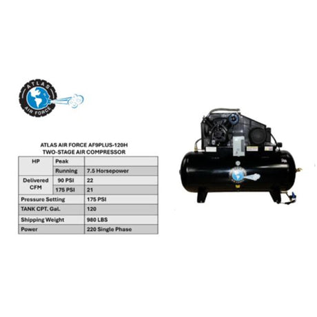 Atlas Air Force AF9P 7.5HP 120-Gallon Air Compressor