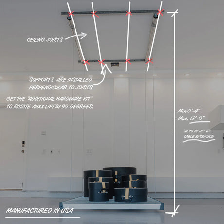 Auxx-Lift Motorized Overhead Garage Storage Lift – Up to 800 lb Ceiling Storage Platform with Wireless Remote, Assembled in USA