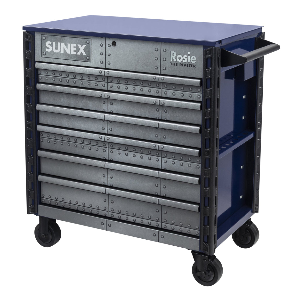 SUNEX Rosie the Riveter 39" 6-Drawer Premium Service Cart, 600 lb Capacity