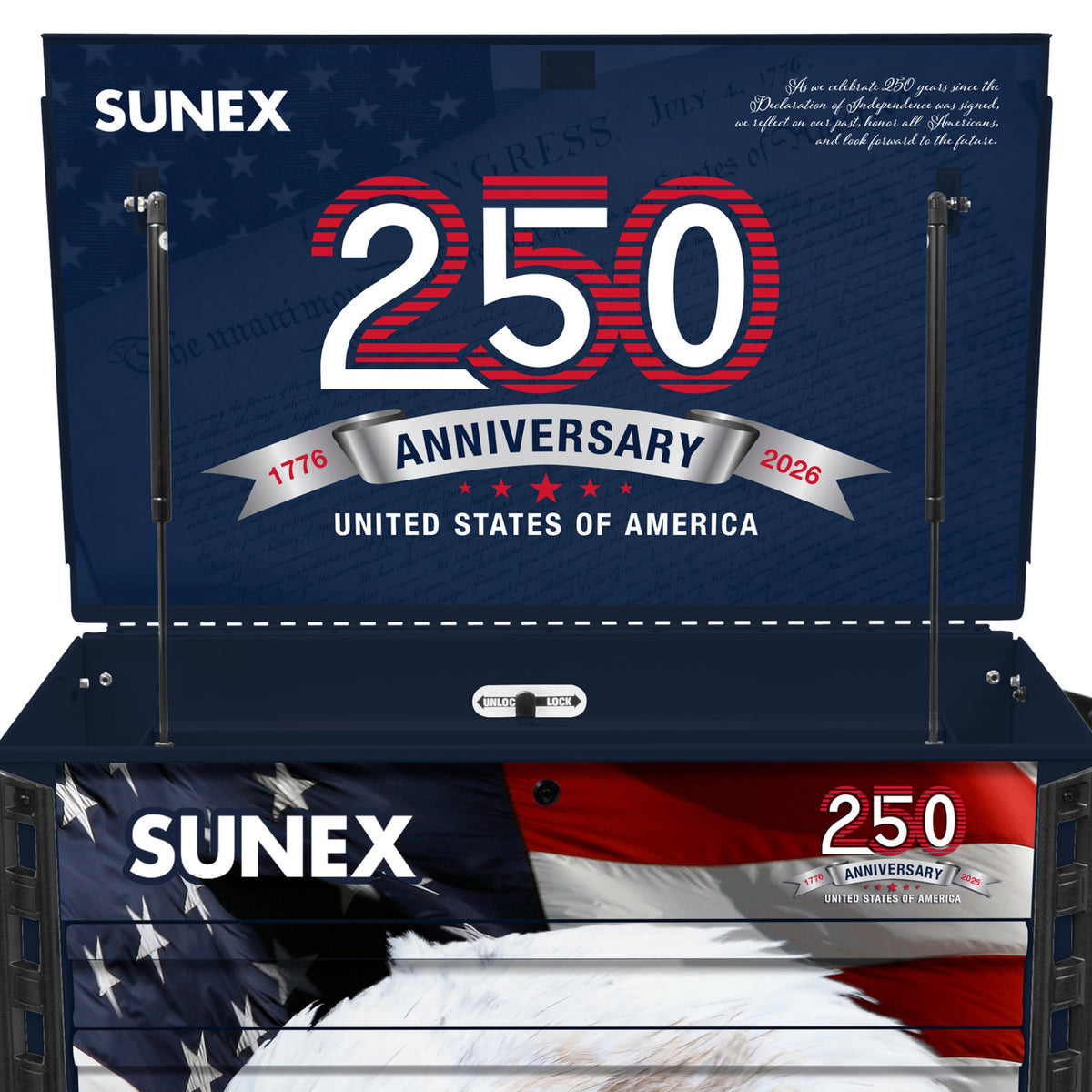 SUNEX American Eagle 250th 39" 6-Drawer Premium Service Cart, 600 lb