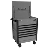 Homak 35" Pro Series 7-Drawer Flip-Top Service Cart — 100 lb Slides, Lockable Lid, Slotted Sides
