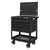 Extreme Tools 33in 4-Drawer Deluxe Tool Cart with Bumpers, Matte Black