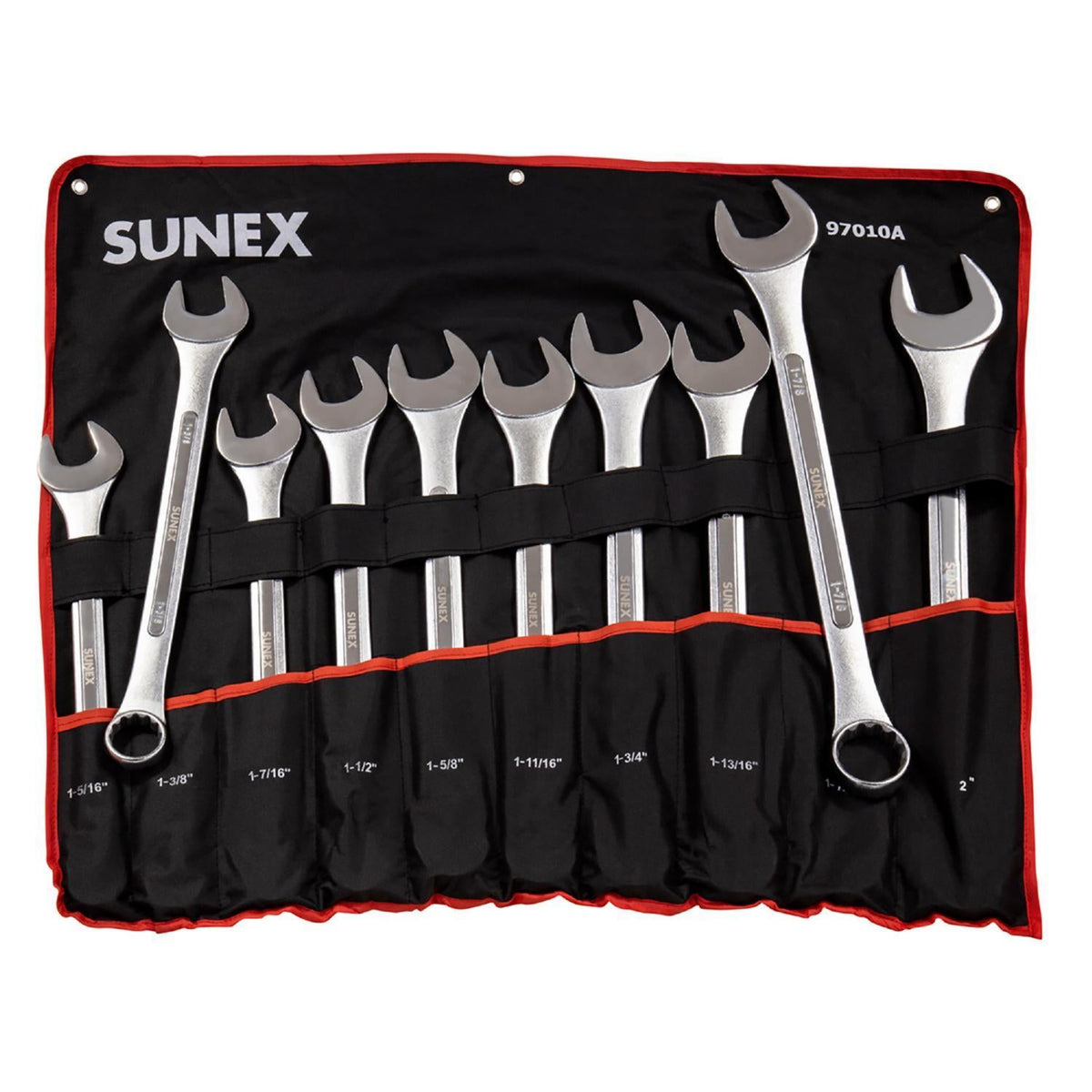 SUNEX 10-Piece SAE Raised Panel Jumbo Combination Wrench Set