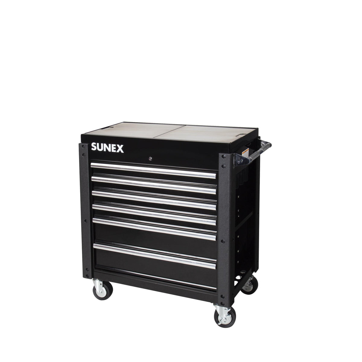 SUNEX 6-Drawer Slide Top Service Cart with Power Strip, Black, 650 lb Capacity