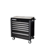 SUNEX 6-Drawer Slide Top Service Cart with Power Strip, Black, 650 lb Capacity