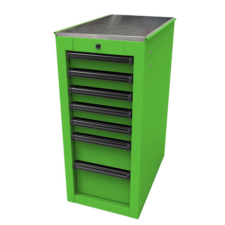 Homak RS Pro 14-1/2" 7-Drawer Side Cabinet — 24" Depth, Stainless Top, 660 lb Casters
