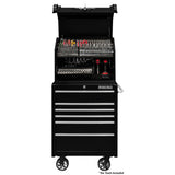 Extreme Tools PWS Series 30in Portable Workstation & 6-Drawer Roller Cabinet Combo, Textured Black/Chrome
