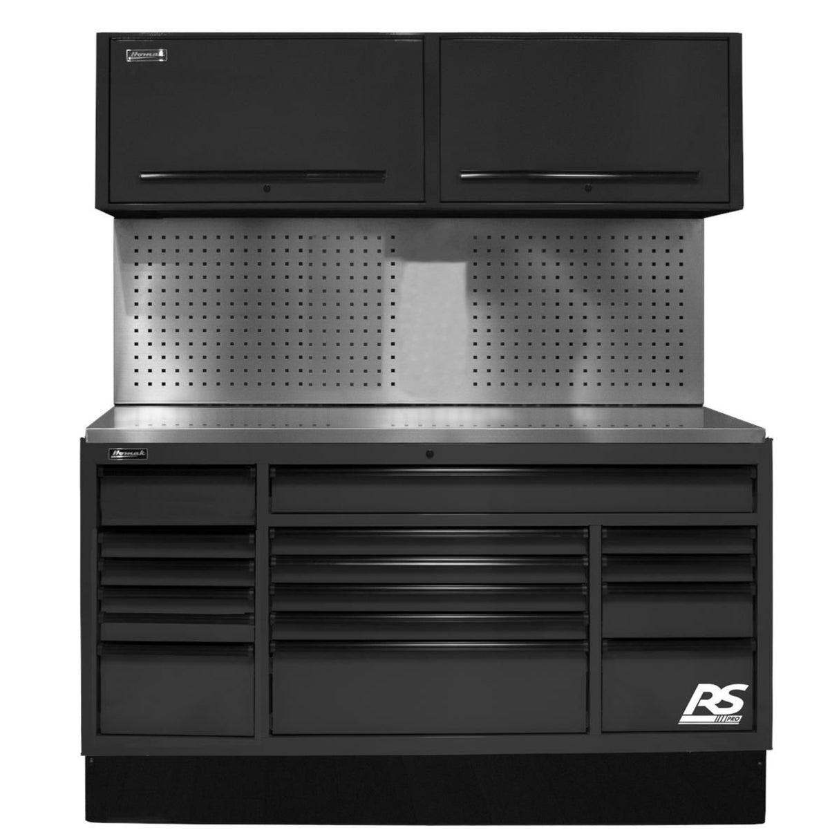 Homak CTS 72" Centralized Tool Storage with Toolboard Backsplash — Black