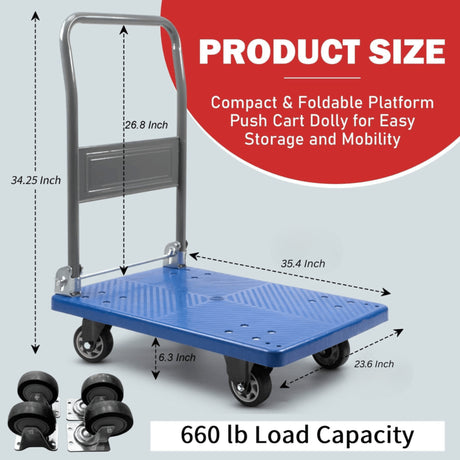 Sunmax PH150/PH300 Platform Hand Truck, 330-660 lbs Capacity