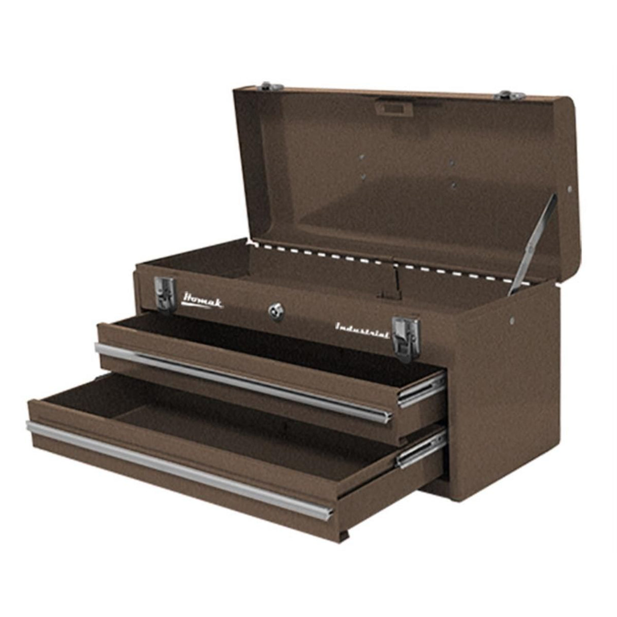 Homak 20" 2-Drawer Industrial Toolbox — 21-Gauge Steel, Steel Tray, Triple-Clasp Lid