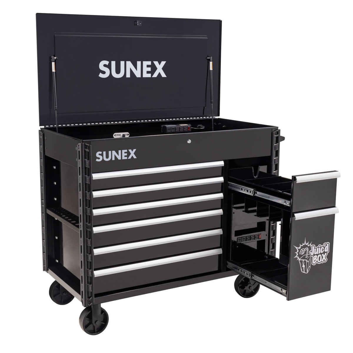 SUNEX Juic'd BOX 50" 7-Drawer Powered Tool Cart, 700 lb Capacity