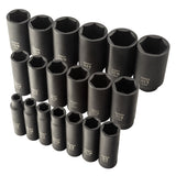 SUNEX 1/2" Drive SAE 6-Point Deep Impact Socket Set, 19-Piece