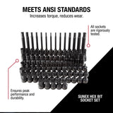 SUNEX 84-Piece 3/8" Drive Master Impact Bit Socket Set, SAE & Metric Hex
