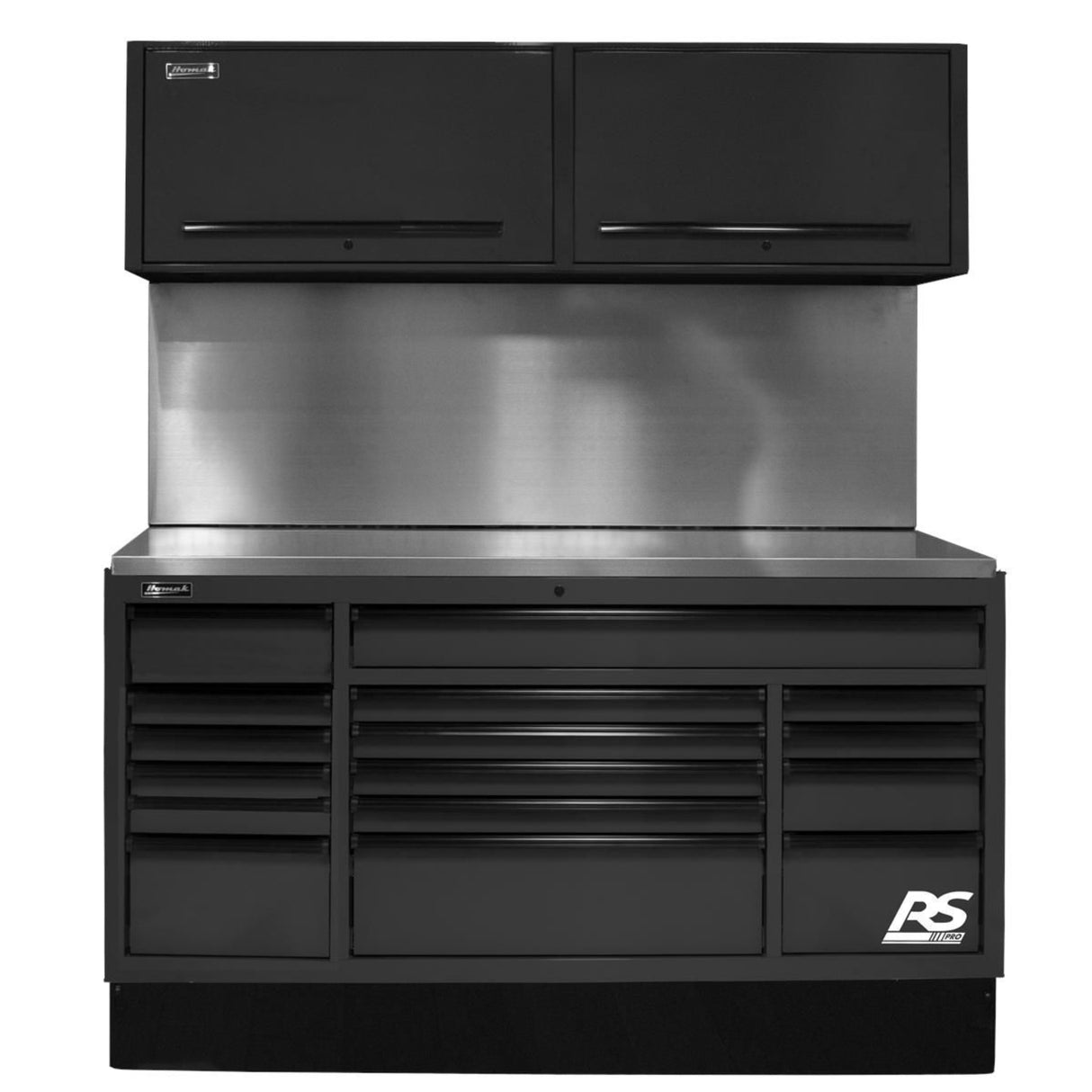 Homak 72" CTS Centralized Tool Storage Set — 16-Drawer Roller Cabinet, Canopy & Solid Backsplash