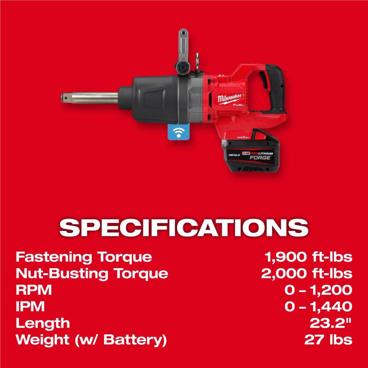 Milwaukee M18 FUEL 1inch D-Handle Ext Anvil High Torque Impact Wrench with ONE-KEY Kit