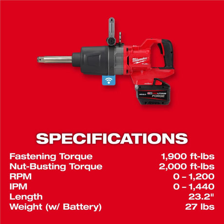 Milwaukee M18 FUEL 1inch D-Handle Ext Anvil High Torque Impact Wrench with ONE-KEY Kit