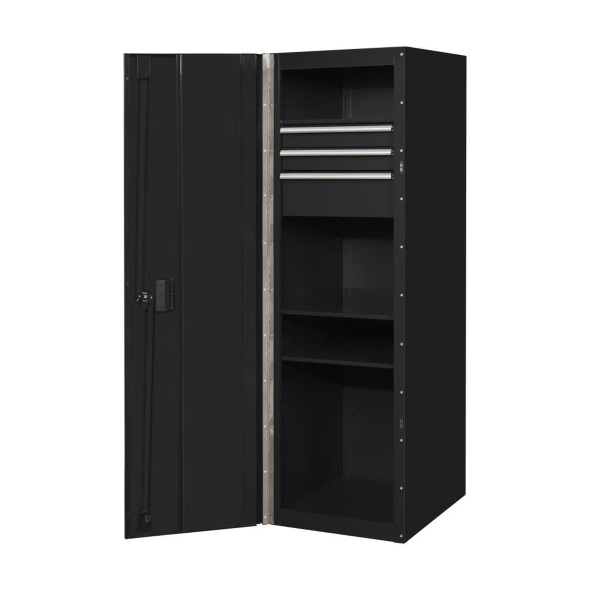 Extreme Tools RX Series 19in 3-Drawer/3-Shelf Side Locker, Black