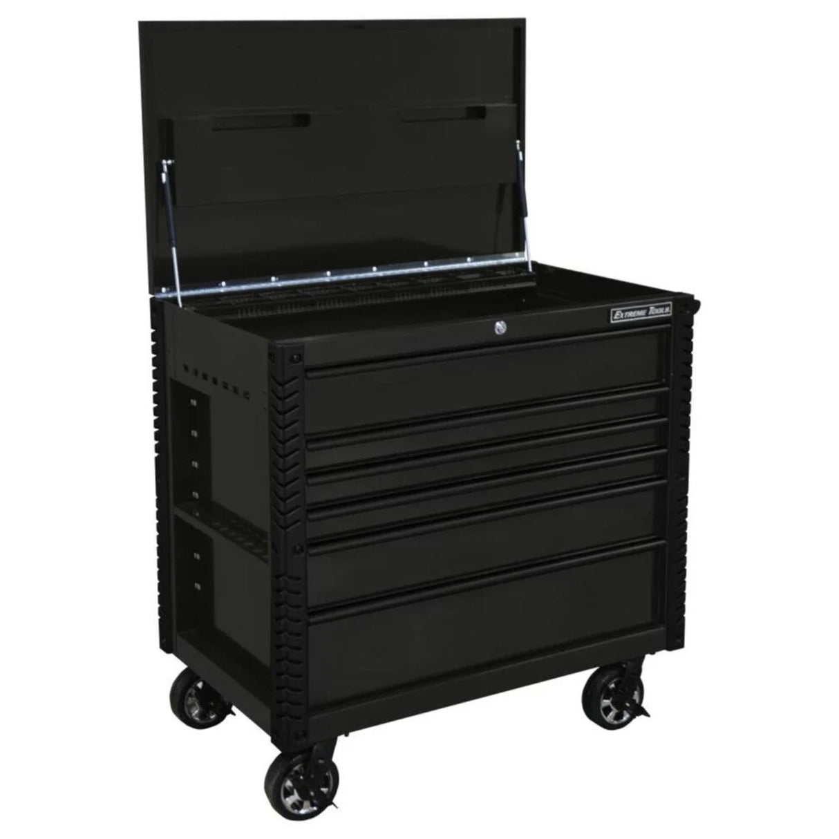 Extreme Tools 41in 6-Drawer Flip Top Deluxe Tool Cart with Bumpers, Matte Black