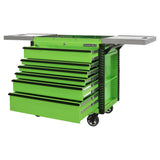 Extreme Tools 41in 6-Drawer Stainless Steel Sliding Top Deluxe Tool Cart, Green/Black