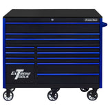 Extreme Tools RX Series 55in 12-Drawer Roller Cabinet, Black/Blue