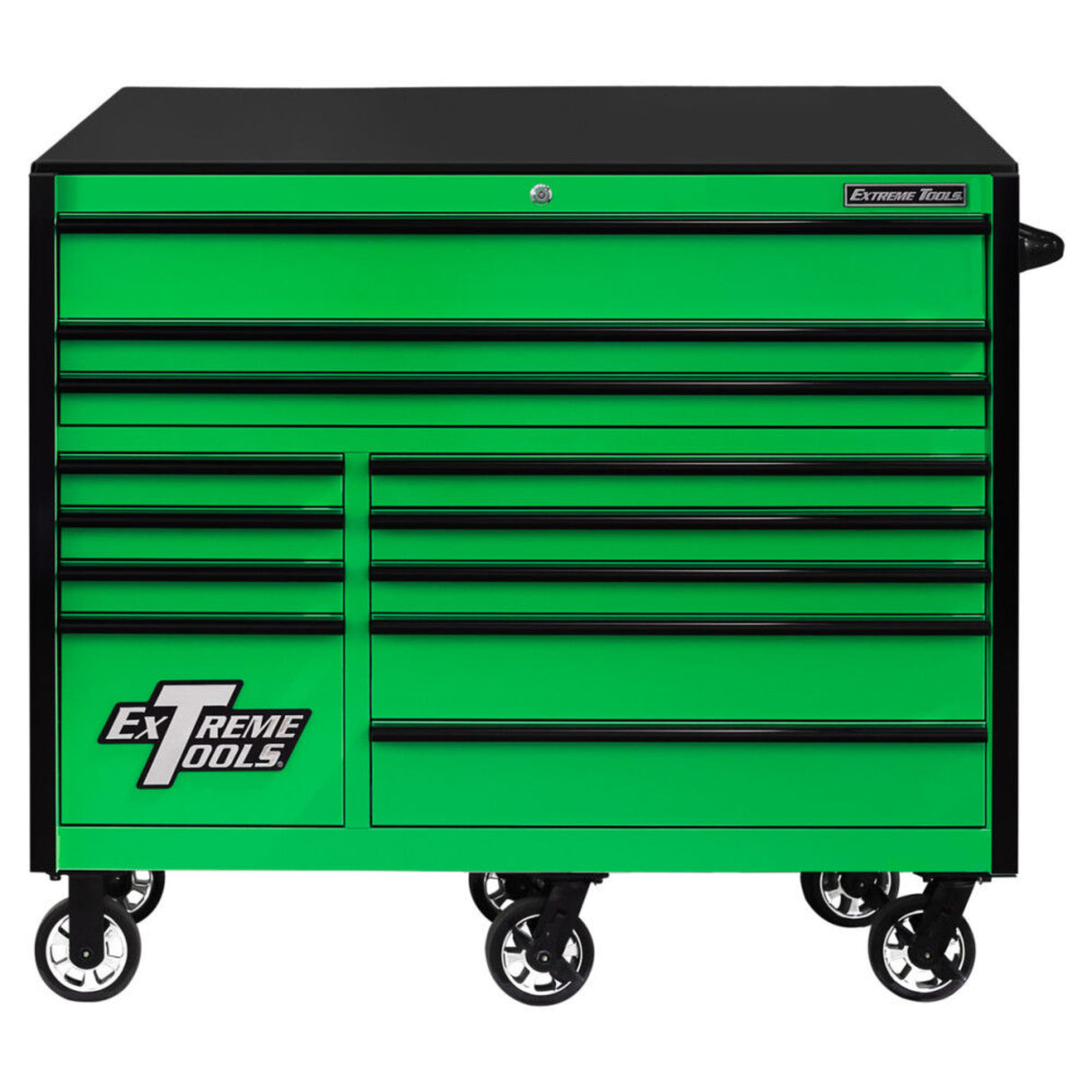 Extreme Tools RX Series 55in 12-Drawer Roller Cabinet, Green/Black