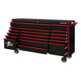 Extreme Tools EX Series 72in 17-Drawer Triple Bank Roller Cabinet, Black/Red