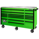 Extreme Tools EX Series 72in 17-Drawer Triple Bank Roller Cabinet, Green/Black