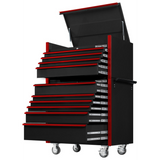 Extreme Tools DX Series 41in W x 25in D 4-Drawer Top Chest & 6-Drawer Roller Cabinet Combo, Black/Red