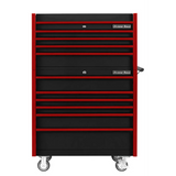 Extreme Tools DX Series 41in W x 25in D 4-Drawer Top Chest & 6-Drawer Roller Cabinet Combo, Black/Red