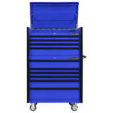 Extreme Tools DX Series 41in W x 25in D 4-Drawer Top Chest & 6-Drawer Roller Cabinet Combo, Blue/Black