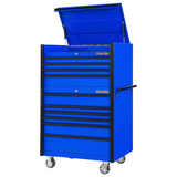 Extreme Tools DX Series 41in W x 25in D 4-Drawer Top Chest & 6-Drawer Roller Cabinet Combo, Blue/Black