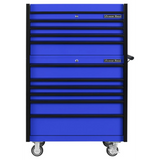 Extreme Tools DX Series 41in W x 25in D 4-Drawer Top Chest & 6-Drawer Roller Cabinet Combo, Blue/Black