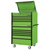 Extreme Tools DX Series 41in W x 25in D 4-Drawer Top Chest & 6-Drawer Roller Cabinet Combo, Green/Black