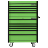 Extreme Tools DX Series 41in W x 25in D 4-Drawer Top Chest & 6-Drawer Roller Cabinet Combo, Green/Black