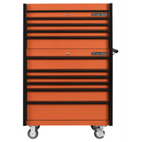 Extreme Tools DX Series 41in W x 25in D 4-Drawer Top Chest & 6-Drawer Roller Cabinet Combo, Orange/Black