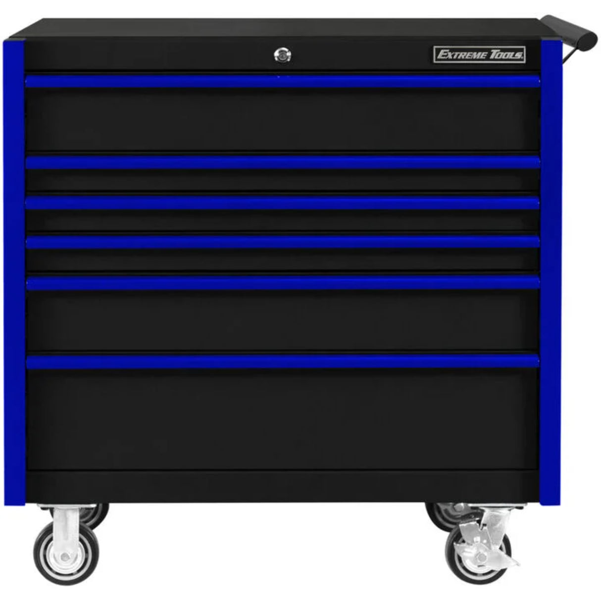 Extreme Tools DX Series 41in W x 25in D 6-Drawer Roller Cabinet, Black/Blue