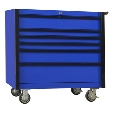 Extreme Tools DX Series 41in W x 25in D 6-Drawer Roller Cabinet, Blue/Black