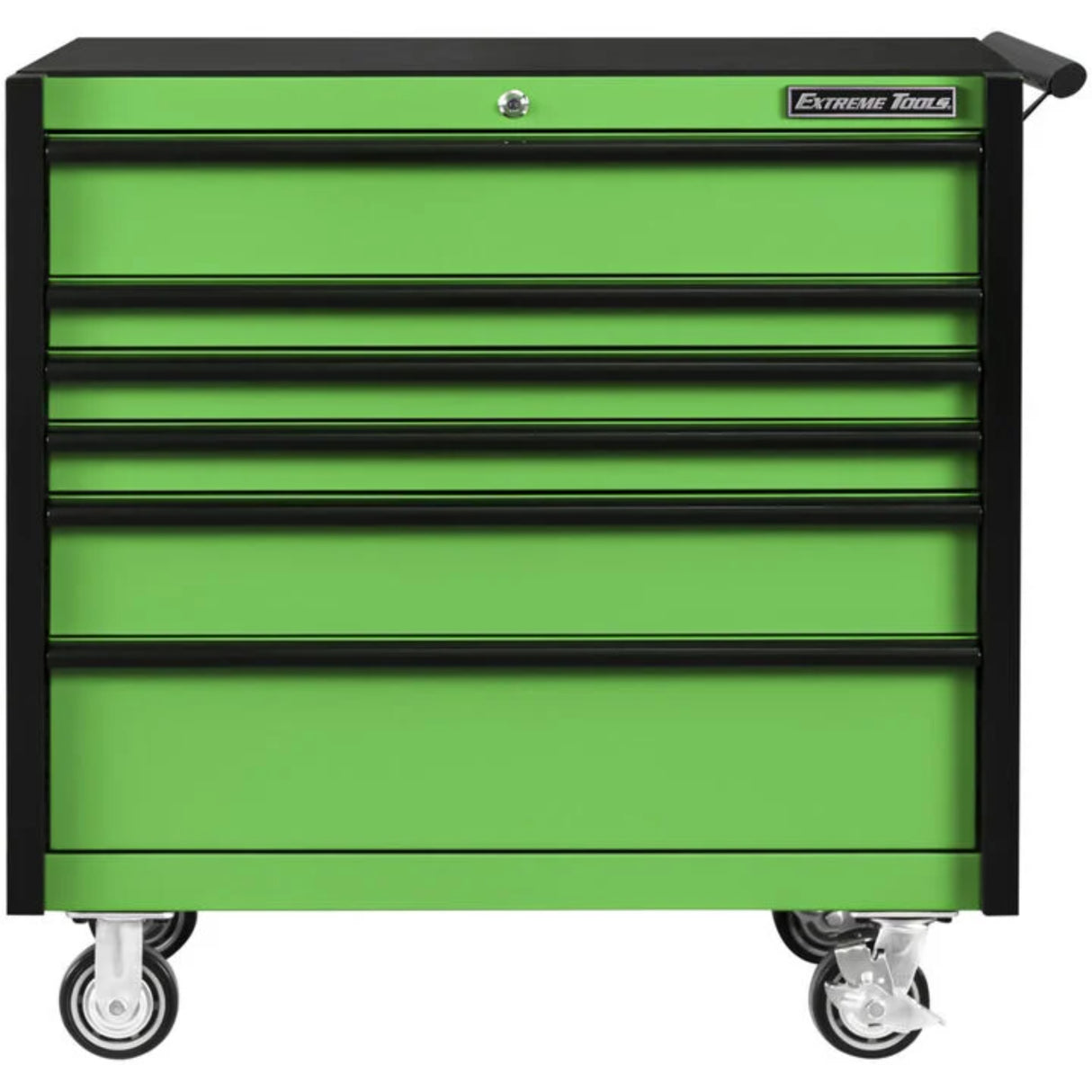 Extreme Tools DX Series 41in W x 25in D 6-Drawer Roller Cabinet, Green/Black