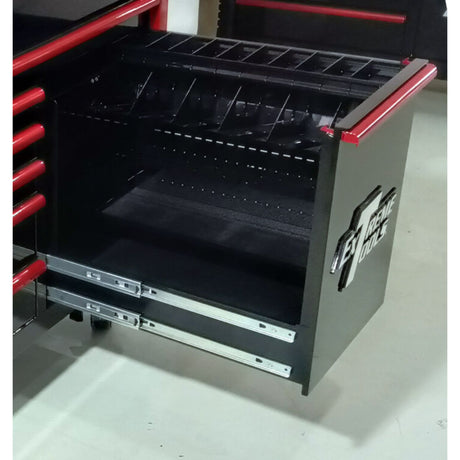 Extreme Tools DX Series 55in W x 25in D 8-Drawer Roller Cabinet with Power Tool Drawer, Black/Red
