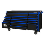Extreme Tools DX Series 72in 17-Drawer Deep Roller Cabinet, Black/Blue