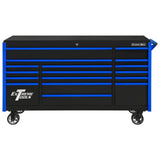 Extreme Tools DX Series 72in 17-Drawer Deep Roller Cabinet, Black/Blue
