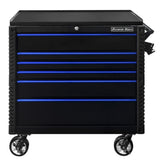 Extreme Tools EX Tool Cart Series 41in W x 26in D 6-Drawer Tool Cart with Bumpers, Black/Blue