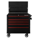 Extreme Tools EX Tool Cart Series 41in W x 26in D 6-Drawer Tool Cart with Bumpers, Black/Red