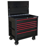 Extreme Tools EX Tool Cart Series 41in W x 26in D 6-Drawer Tool Cart with Bumpers, Black/Red