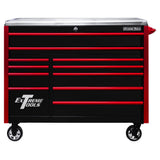 Extreme Tools EXQ Series 55in W x 30in D 11-Drawer Professional Roller Cabinet, Black/Red