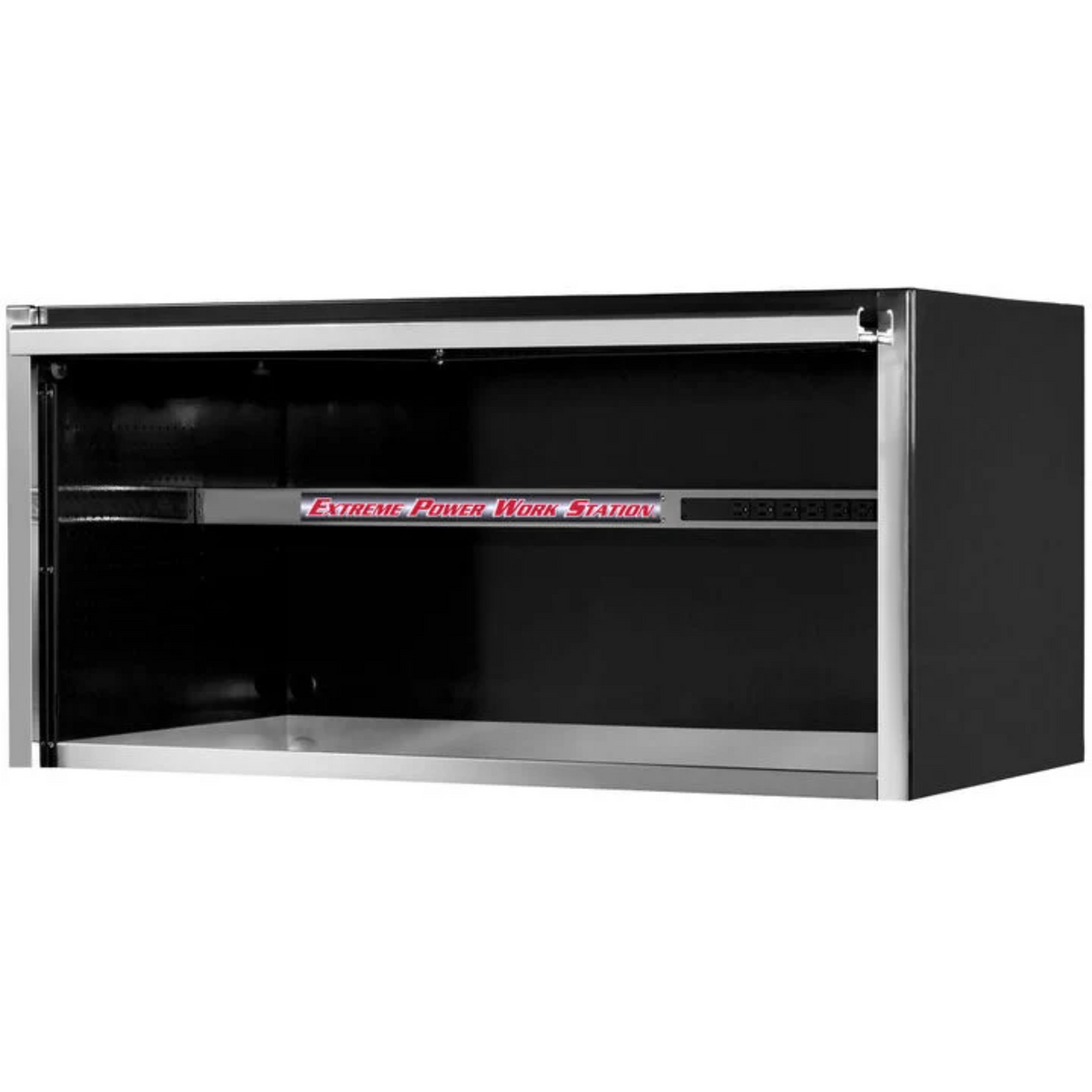 Extreme Tools EXQ Series 55in W x 30in D Extreme Power Workstation Hutch, Black/Chrome