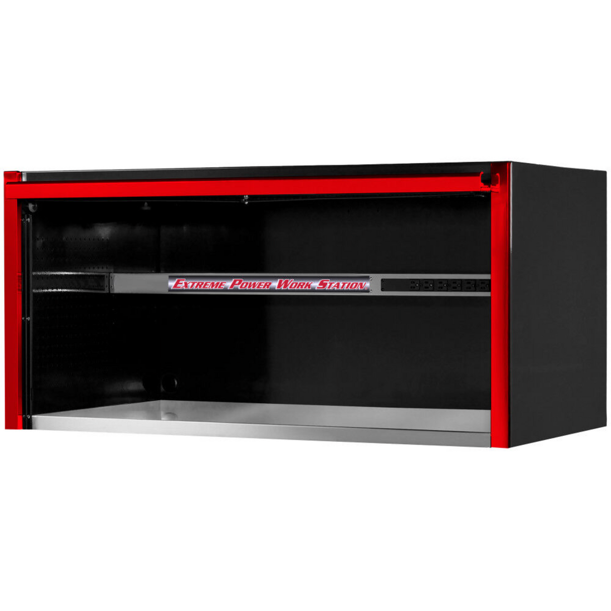 Extreme Tools EXQ Series 55in W x 30in D Extreme Power Workstation Hutch, Black/Red