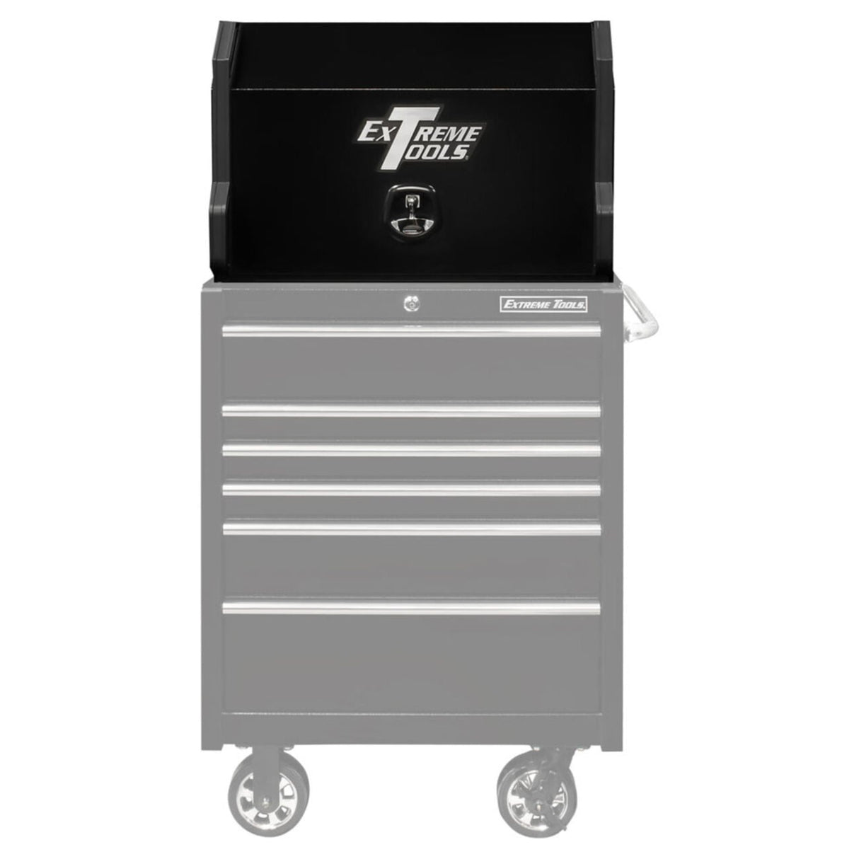 Extreme Tools PWS Series 30in Portable Workstation & 6-Drawer Roller Cabinet Combo, Textured Black/Chrome